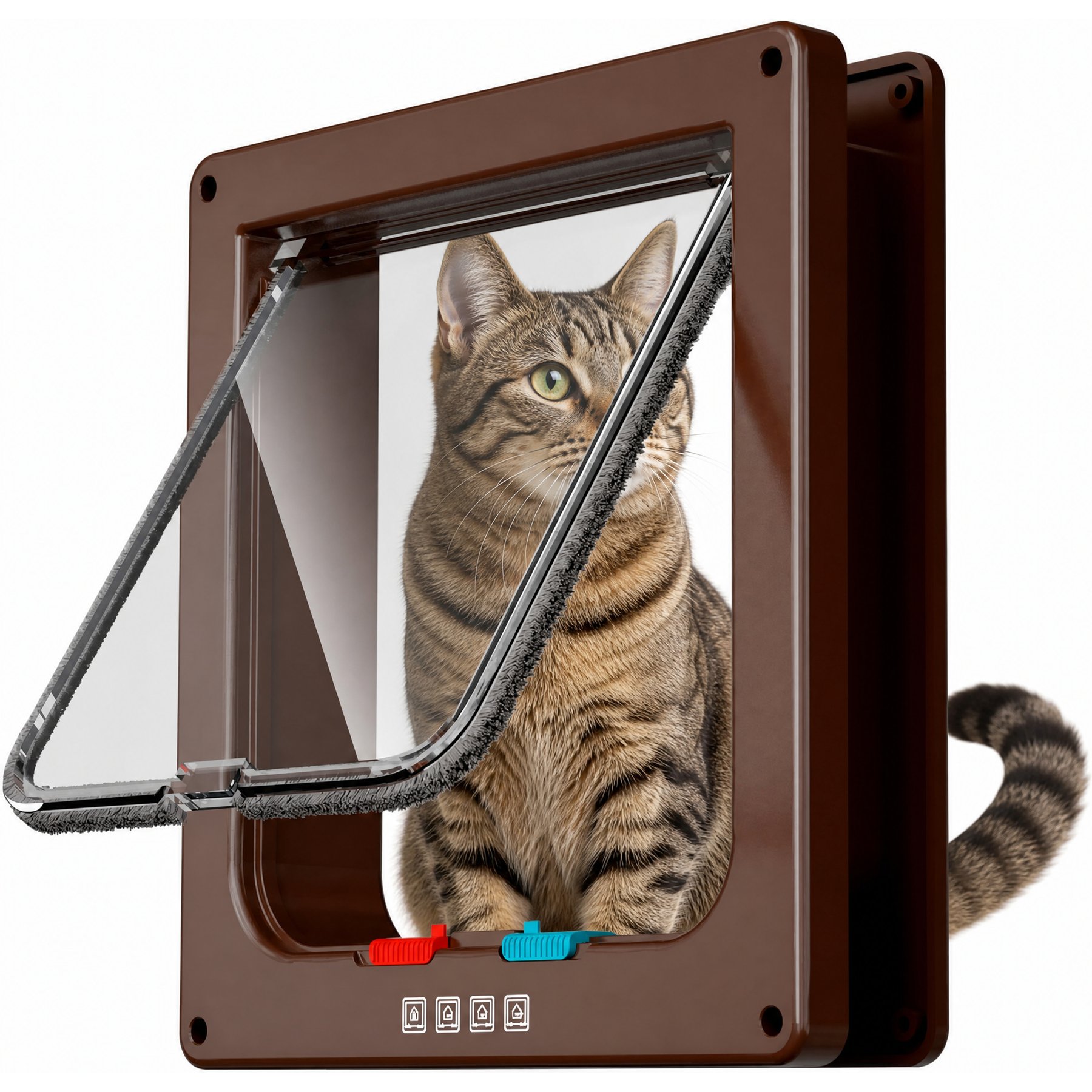 Kylinsure Mate 4-Way Locking Cat Flap with Door Liner, Brown, Medium
