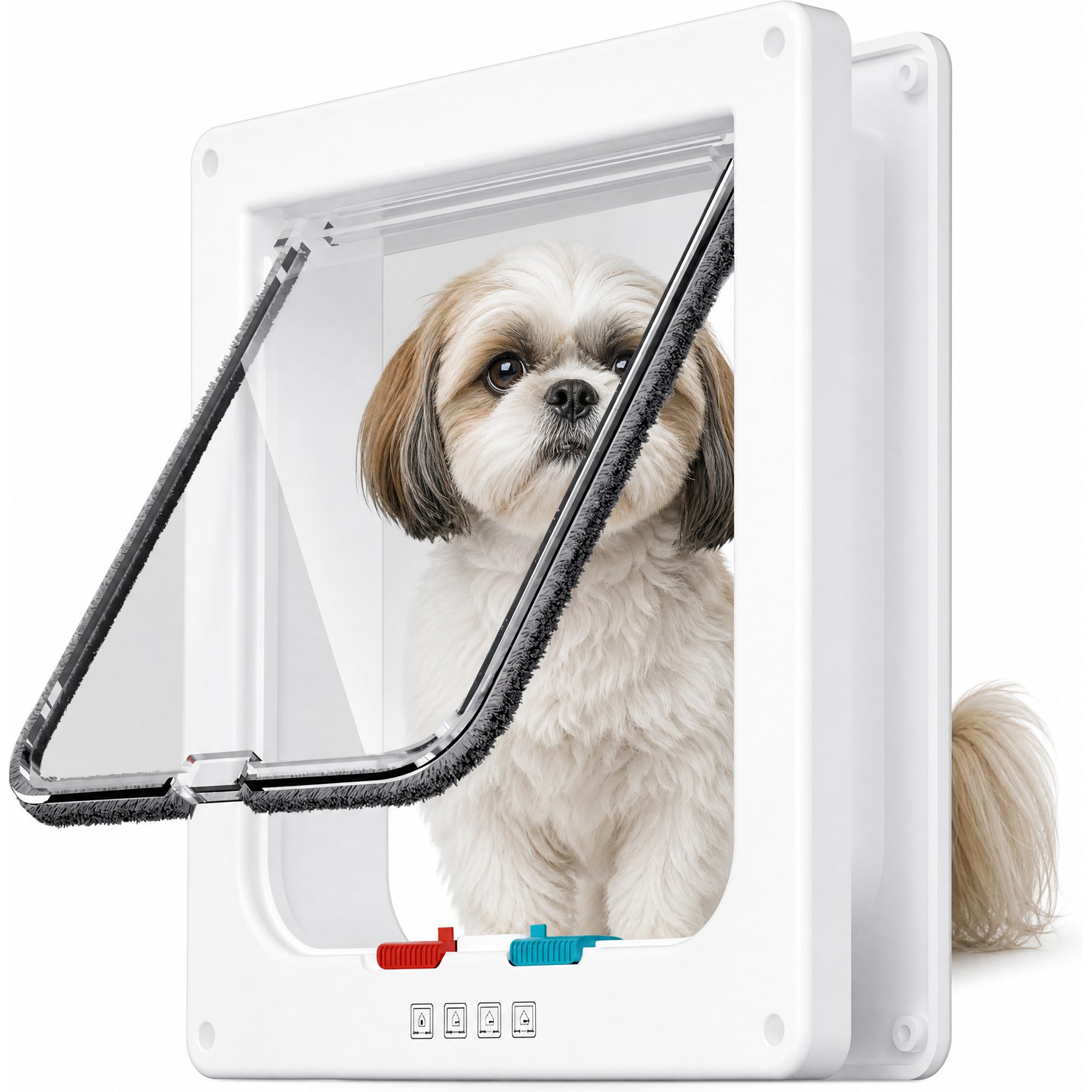 Kylinsure Mate 4-Way Locking Cat Flap with Door Liner, White, X-Large