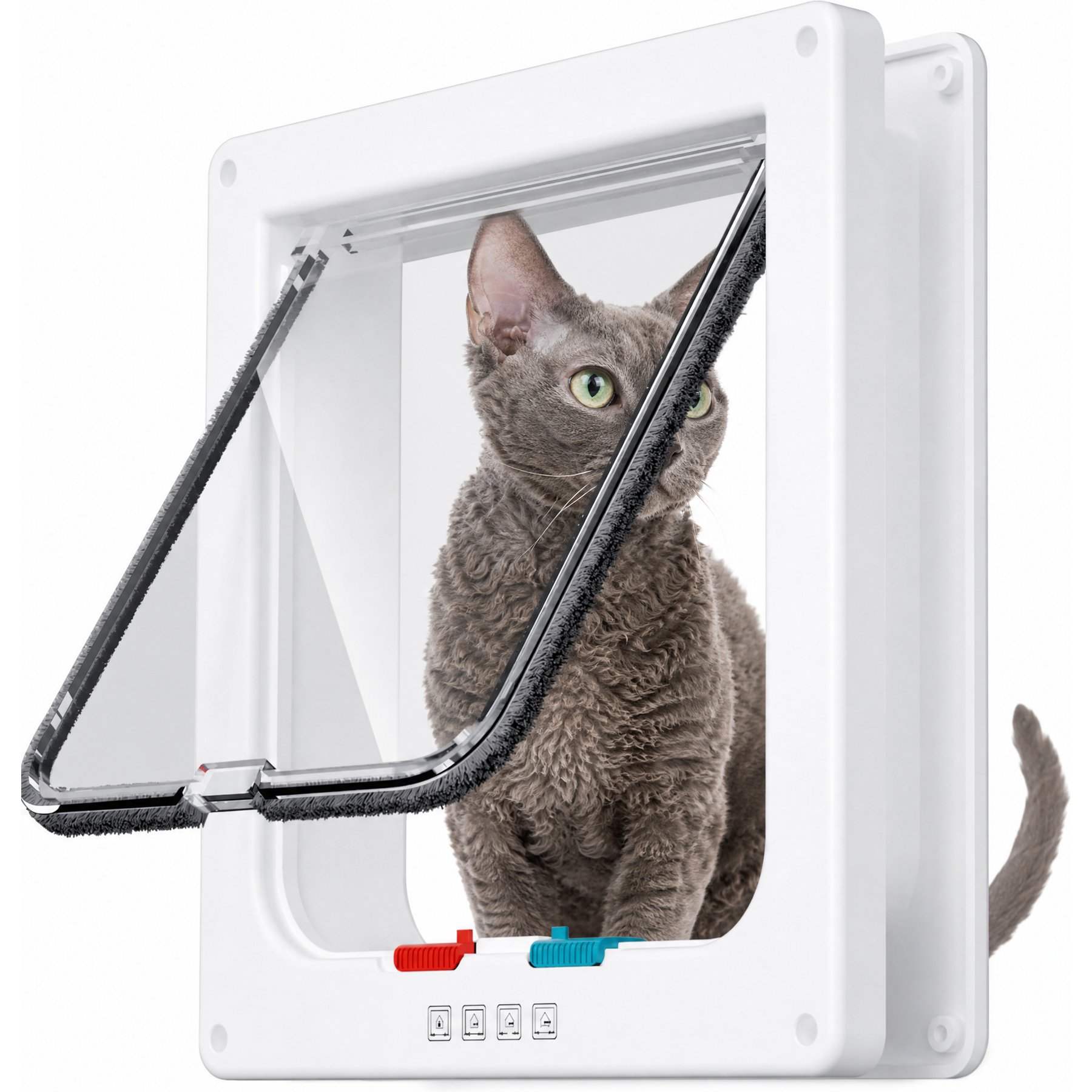 Kylinsure Mate 4-Way Locking Cat Flap with Door Liner, White, Medium