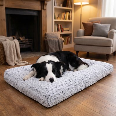 Kylinsure Kylinsure Washable Deluxe Plush Anti-Slip Dog Beds Comfy Kennel Pad, Grey, Large