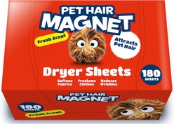 Trusty Paws Fresh Scent Dog & Cat Hair Magnet Dryer Sheet, 180 count