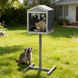 Coziwow Outdoor Feeding Tower & Cat House, Gray