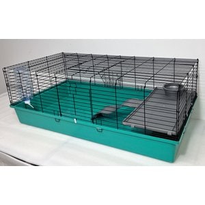Zylina Healthy Habitat Smallpet Cage with Deluxe Kit, Teal/Black, 24 x 48-in