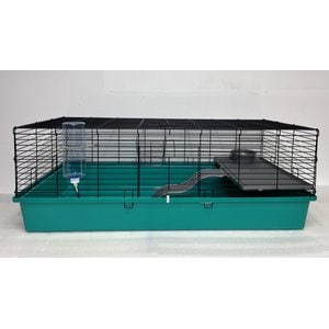Zylina Healthy Habitat Smallpet Cage with Deluxe Kit, Teal/Black, 24 x 48-in