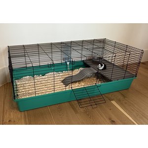 Zylina Healthy Habitat Smallpet Cage with Deluxe Kit, Teal/Black, 24 x 48-in