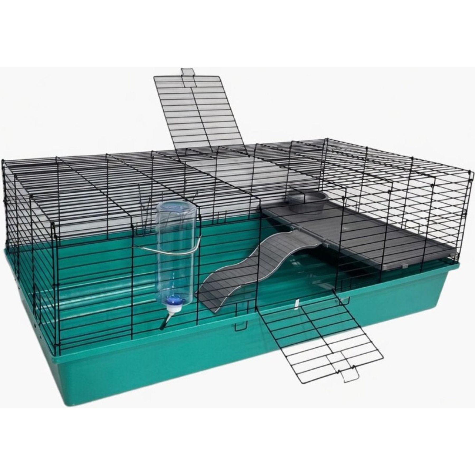Zylina Healthy Habitat Smallpet Cage with Deluxe Kit, Teal/Black, 24 x 48-in