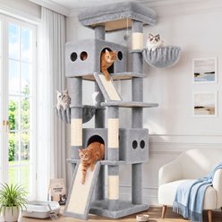 Globlazer 70-in Plush Condo Cat Tree Tower, Light Gray