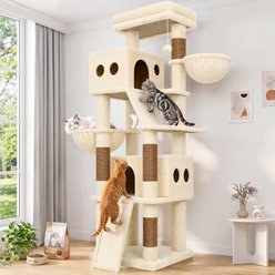 Globlazer 70-in Plush Condo Cat Tree Tower, Beige