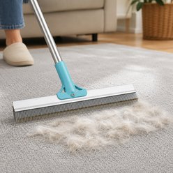 NonoPets Double-Sided Metal Hair Remover Adjustable Long Handle Carpet & Rugs Dog Deshedding Tool