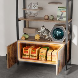 Saudism Arched 5-Tier Open Shelves 71-in Cat Tree with Hidden Storage Cabinet, Retro slide 2 of 7