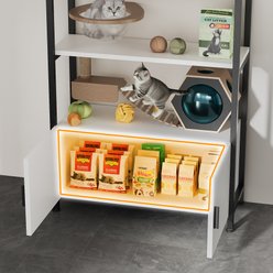 Saudism Arched 5-Tier Open Shelves 71-in Cat Tree with Hidden Storage Cabinet, Black/White slide 2 of 7