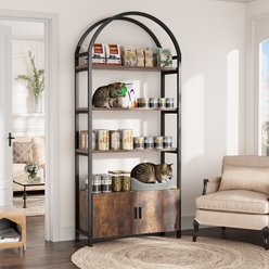 Saudism Arched 5-Tier Open Shelves 71-in Cat Tree with Hidden Storage Cabinet, Retro