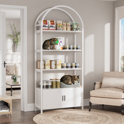 Saudism Arched 5-Tier Open Shelves 71-in Cat Tree with Hidden Storage Cabinet, White