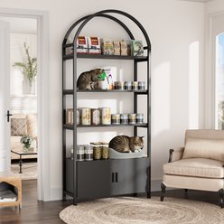Saudism Arched 5-Tier Open Shelves 71-in Cat Tree with Hidden Storage Cabinet, Black