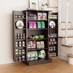 Saudism Freestanding Double Doors & Gold Handles Dog Food Storage Cabinet, 47-in, Gray slide 2 of 8