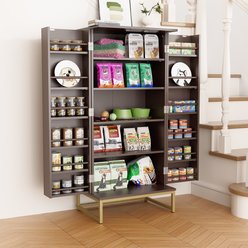Saudism Freestanding Double Doors & Metal Base Dog Food Storage Cabinet, 51-in, Beige slide 2 of 8