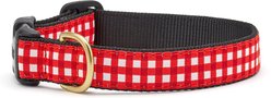 Up Country Gingham Adjustable Dog Collar, Red, Small: 15-in neck, 5/8-in wide