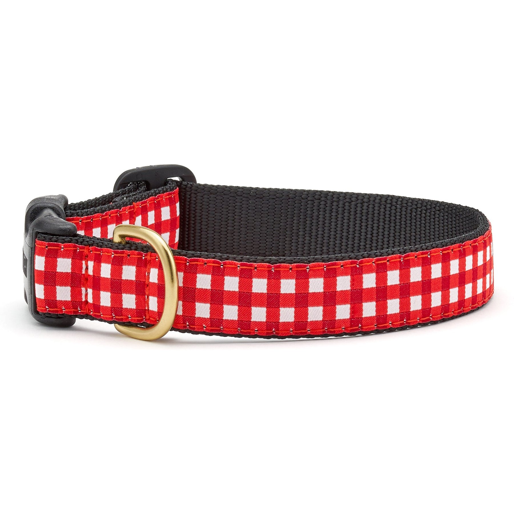 Up Country Gingham Adjustable Dog Collar, Red, XX-Large: 27-in neck, 1-in wide