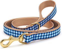Up Country Gingham Dog Leash, Navy, 5-ft long, 1-in wide