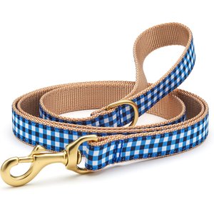 Up Country Gingham Dog Leash, Navy, 5-ft long, 5/8-in wide