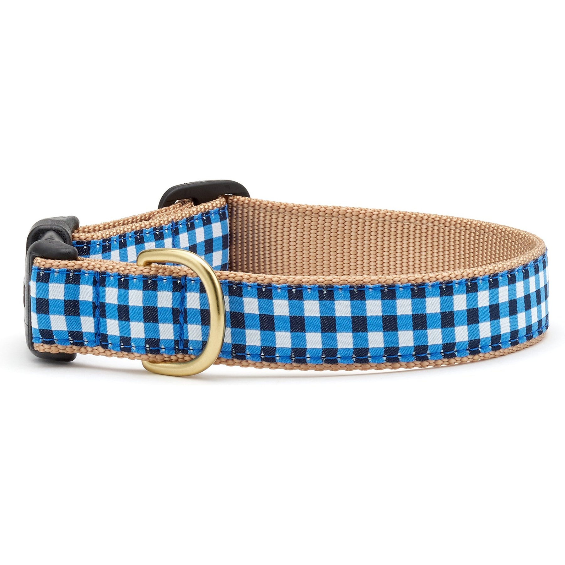 Up Country Gingham Adjustable Dog Collar, Navy, X-Large: 24-in neck, 1-in wide