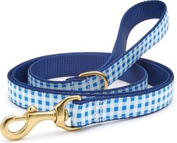 Up Country Gingham Dog Leash, Blue, 5-ft long, 5/8-in wide