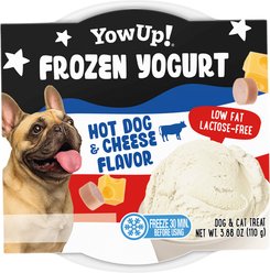 YowUp! Frozen Yogurt Hotdog & Cheese Low Fat Pork Lickable Dog Treats, 3.9-oz pouch