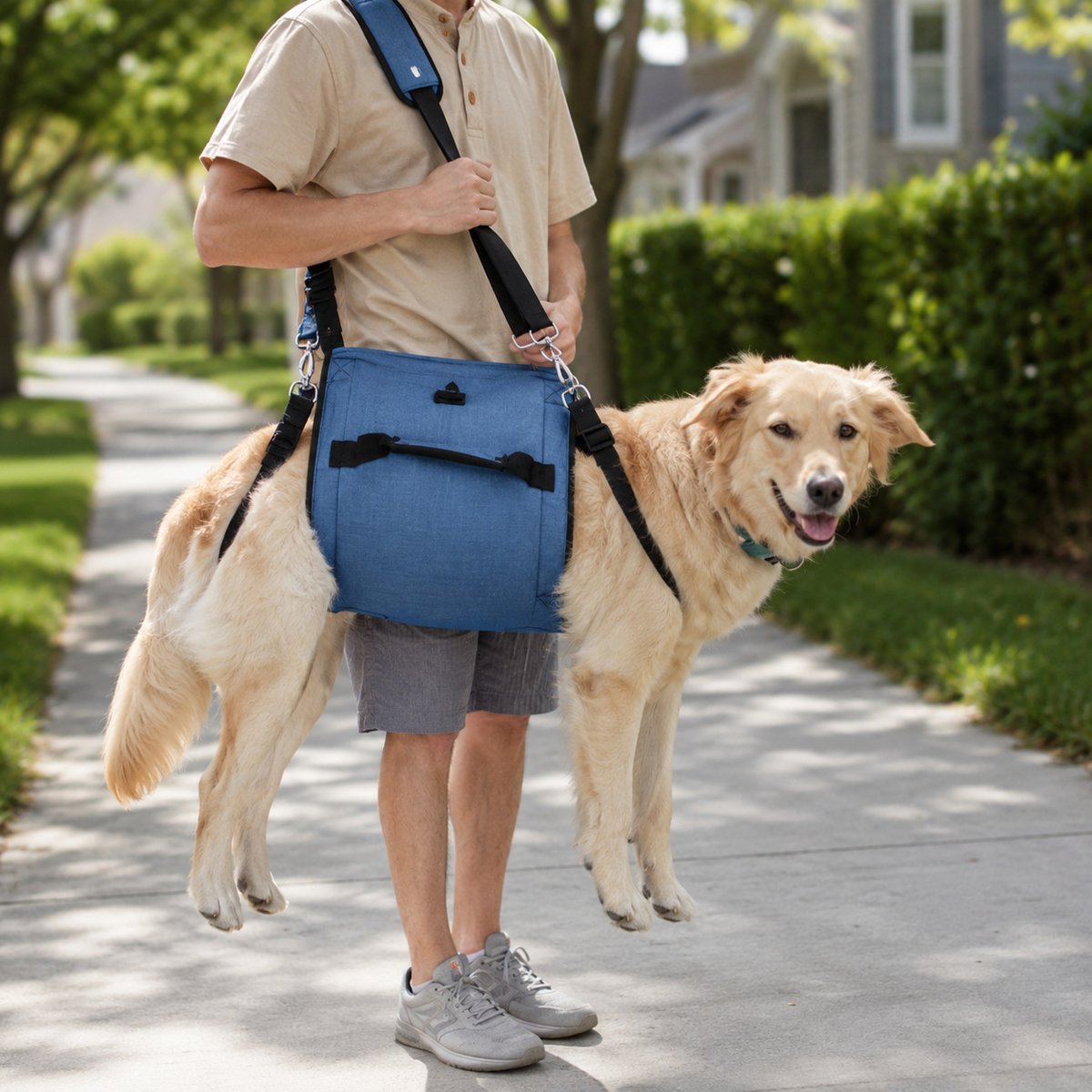 NonoPets Dog Lift Harness & Carry Sling, Blue, Large