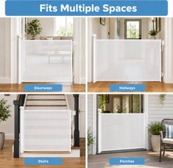NonoPets Safe & Portable Barrier Adjustable Retractable Mesh Dog Gate, White, 55-in width slide 2 of 9