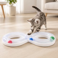 NonoPets Interactive Figure-8 Exercise Track Cat Toy with Chasing Balls, White