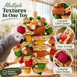 NonoPets Natural Foraging 13-in Hanging Shredder Bird Toy with Air-Dried Corn Cobs, Natural Wood & Rattan Balls slide 2 of 9