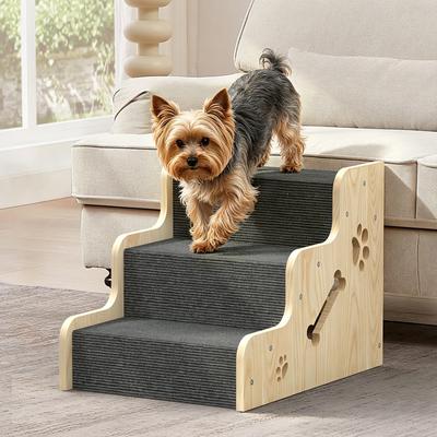 TIMHAKA Wooden X-Brace Support Non-Slip Stairs for Old Short-Legged Dog & Cat Steps, Grey, 22.5 x 15.8 x 15.8-in - Chewy.com