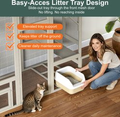 TIMHAKA Outdoor Catio with Window Acess, Hammock, 7 Platforms & 2 Resting Box Wood Cage with Waterproof Cover Cat House, Grey, 63 x 31.5 x 71-in slide 2 of 7