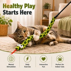 Purr Harbor Interactive Crinkle Snake Teaser Wand Cat Toy, 2 count slide 2 of 6