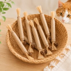 Purr Harbor Premium Silvervine Sticks Chew with Gall Fruit Teething Cat Toy, 8 count