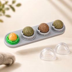 Purr Harbor Wall Mounted Catnip Ball with Rotating Silvervine & Gall Fruit Balls Teething Chew Cat Toy