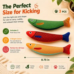 Purr Harbor Interactive Soft Chew Kicker Crinkle Fish Exercise Catnip Plush Cat Toy, 3 count slide 2 of 5