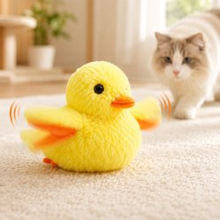Purr Harbor Rechargeable Flapping Wings Chirp Duck Electronic Preening Cat Toy, Yellow