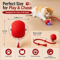 Purr Harbor Harbor Interactive Rolling Ball with Rope Exercise Motion Cat Toy, Red slide 2 of 6