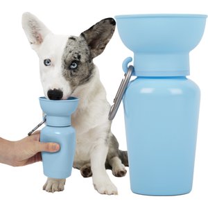 SPRINGLAND Flip Foldable Travel Dog & Cat Water Bottle, 20-oz, Sky