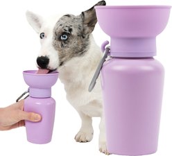 Springland Flip Foldable Travel Dog & Cat Water Bottle, 20-oz, Lilac