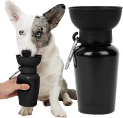 Springland Flip Foldable Travel Dog & Cat Water Bottle, 20-oz, Black