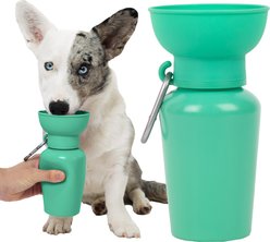 Springland Flip Foldable Travel Dog & Cat Water Bottle, 20-oz, Green slide 1 of 8