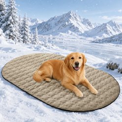 LovMor Waterproof Extra Large Dog Cooling Mat, Khaki, 59 x 35.4-in