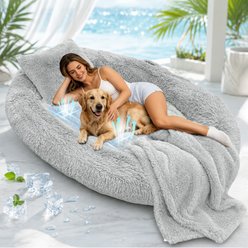 LovMor Extra Large Cooling Dog Bed with Mat, Grey, 71 x 45-in slide 1 of 8