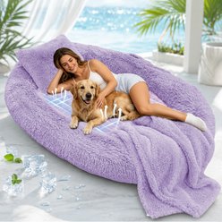 LovMor Extra Large Cooling Dog Bed with Mat, Purple, 71 x 45-in