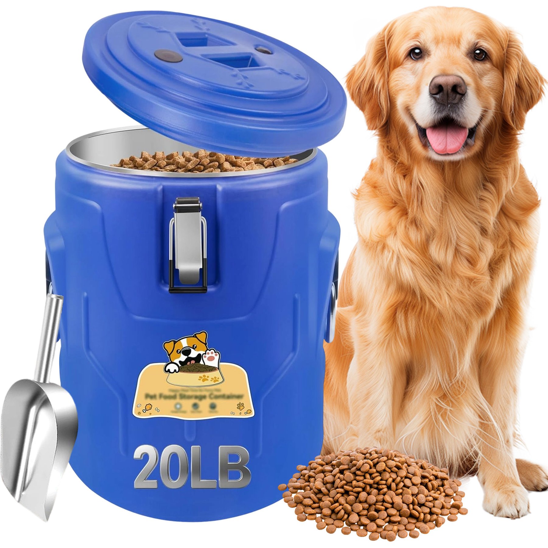 Newget Dog Food Storage Container & Scoop, 20-lb