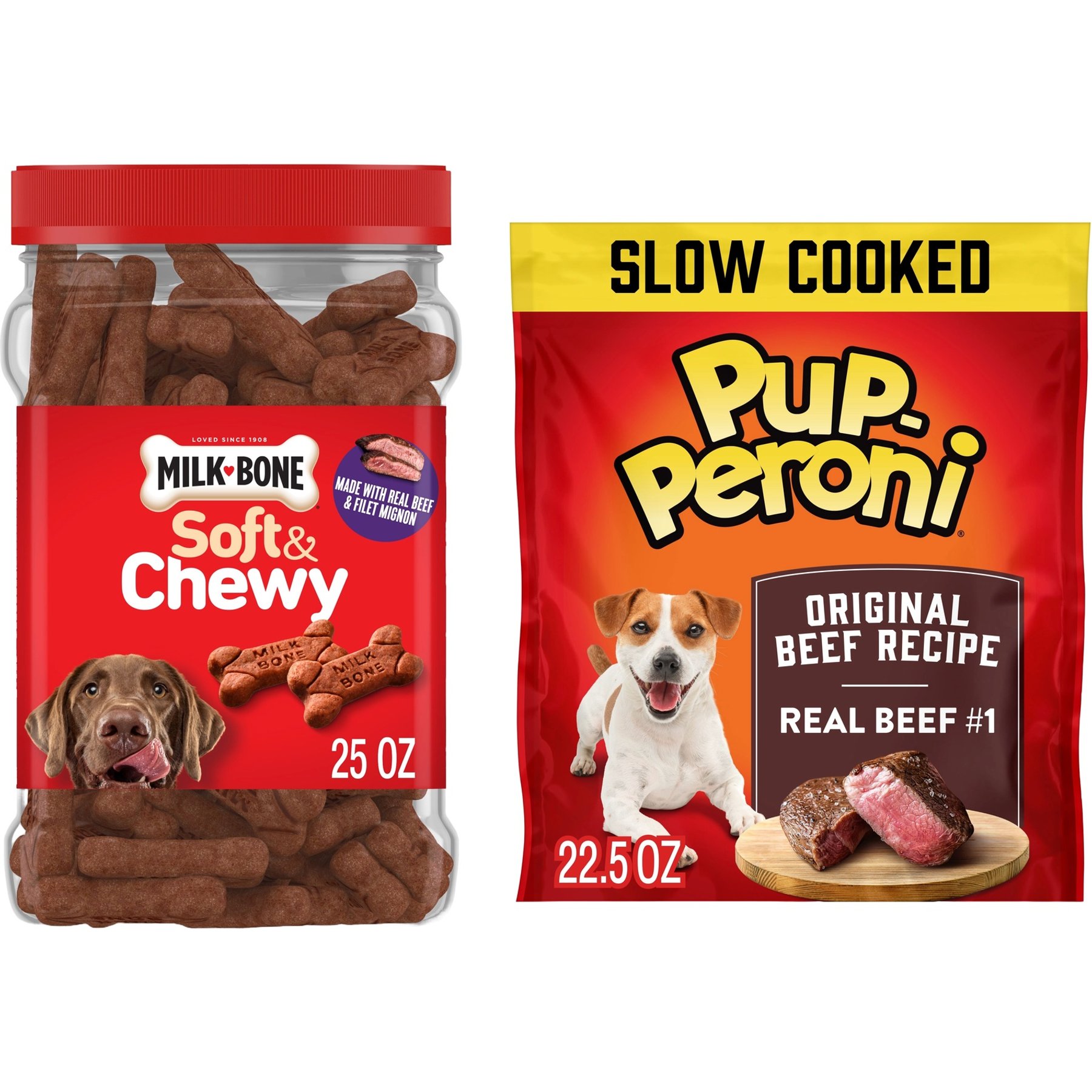 Pup-Peroni Original Beef Flavor + Milk-Bone Beef & Filet Mignon Recipe Dog Treats