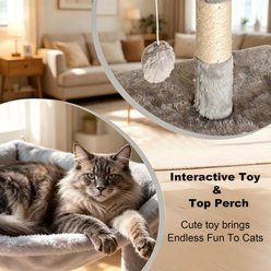 Decflow Cat Scratcher Multi-Level Cat Tree with Scratching Post, Grey, Large slide 2 of 7