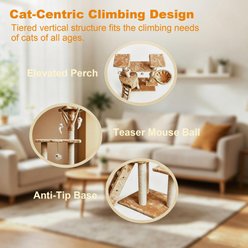Decflow 31.5-in Shelf Multi-Layer Cat Tree Activity Center with Platform & Hammock, Plush Playhouse for Cats, Beige slide 2 of 7